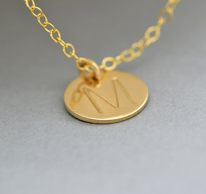 Initial Necklace, Disc Necklace, Personalized Necklace, Personalized Necklace Gold, Delicate Gold Necklace, Monogram Necklace, Initial Disc image 2