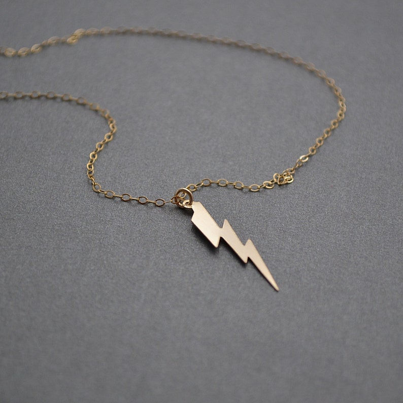 Lightning Bolt Necklace, Gold or Silver Lightning Bolt necklace, Lightning Bolt Charm, Mila Kunis, Celebrity Inspired image 4