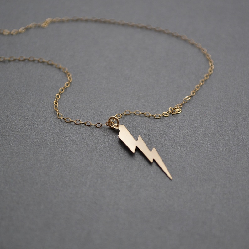 Lightning Bolt Necklace, Gold or Silver Lightning Bolt necklace, Lightning Bolt Charm, Mila Kunis, Celebrity Inspired image 4