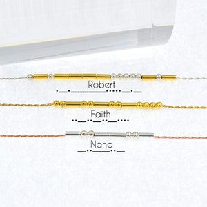 Morse Code Necklace Custom Rose Gold Personalized Necklace Gold Name Necklace Morce Cose Jewelry Hidden Message Necklace image 3