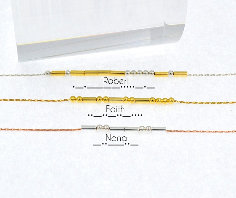 Morse Code Necklace Custom Rose Gold Personalized Necklace Gold Name Necklace Morce Cose Jewelry Hidden Message Necklace image 3