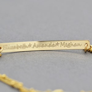 Two Name Bracelet, Engraved Bracelet, Gold Bar Bracelet, Silver or Gold Personalized Bracelet, Custom Engraving Bracelet image 3