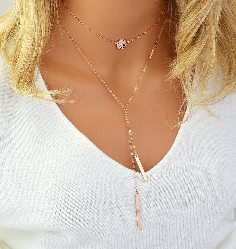 Choker Necklace Rose Gold Necklace Lariat Y Necklace Etsy