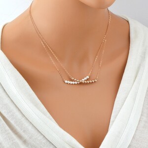Pearl Bar Necklace, Delicate Bead Bar Necklace, Crystal Pearl Necklace, Perfect for Layering