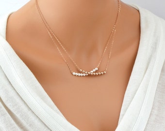 Collana con barra di perle, collana con barra di perle delicata, collana di perle di cristallo, perfetta per la stratificazione