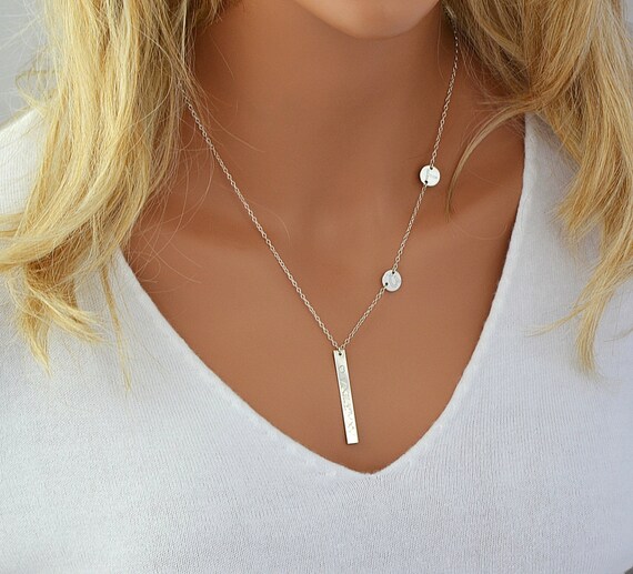 Custom Engraved Necklace Personalized Necklace Silver Etsy