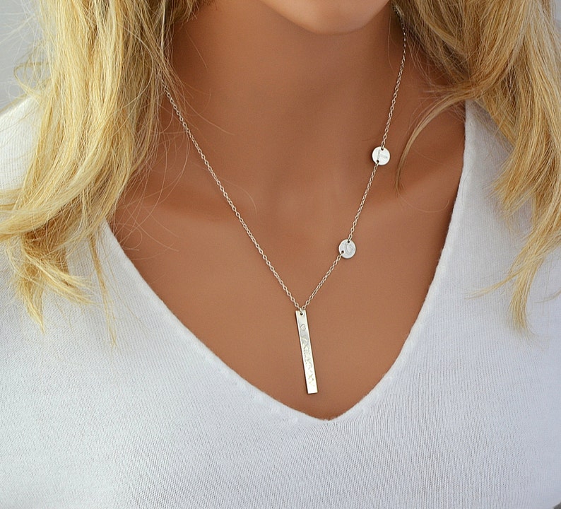 Custom Engraved Necklace Personalized Necklace Silver Etsy