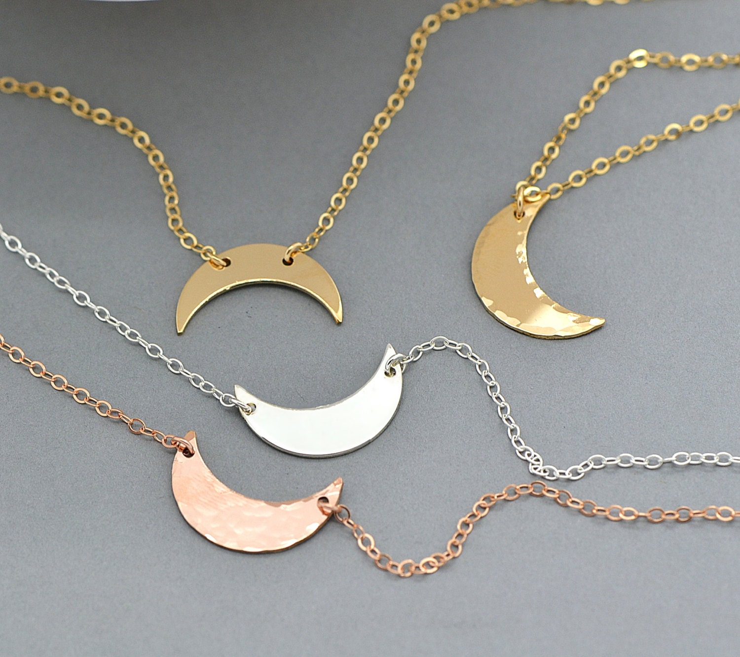 Crescent Moon Necklace Half Moon Necklace Moon Pendant Etsy