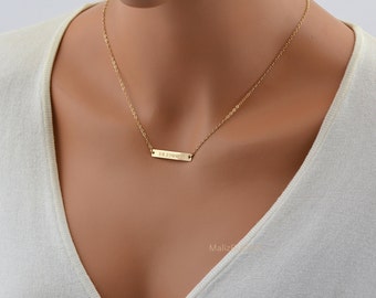 Bar Necklace Gold, Name Necklace, Personalized Necklace Silver or Rose Gold, Bar Monogram, Name Plate Necklace