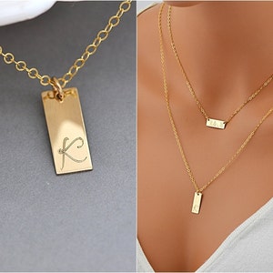 Tag Necklace, Personalized Necklace Gold or Silver, Delicate Minimal Jewelry, Simple Initial Necklace