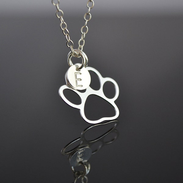Pfotenabdruck Halskette, Sterling Silber Hundepfoten Anhänger mit Pfoten Anhänger Pfoten Anhänger Geschenk für Tierliebhaber
