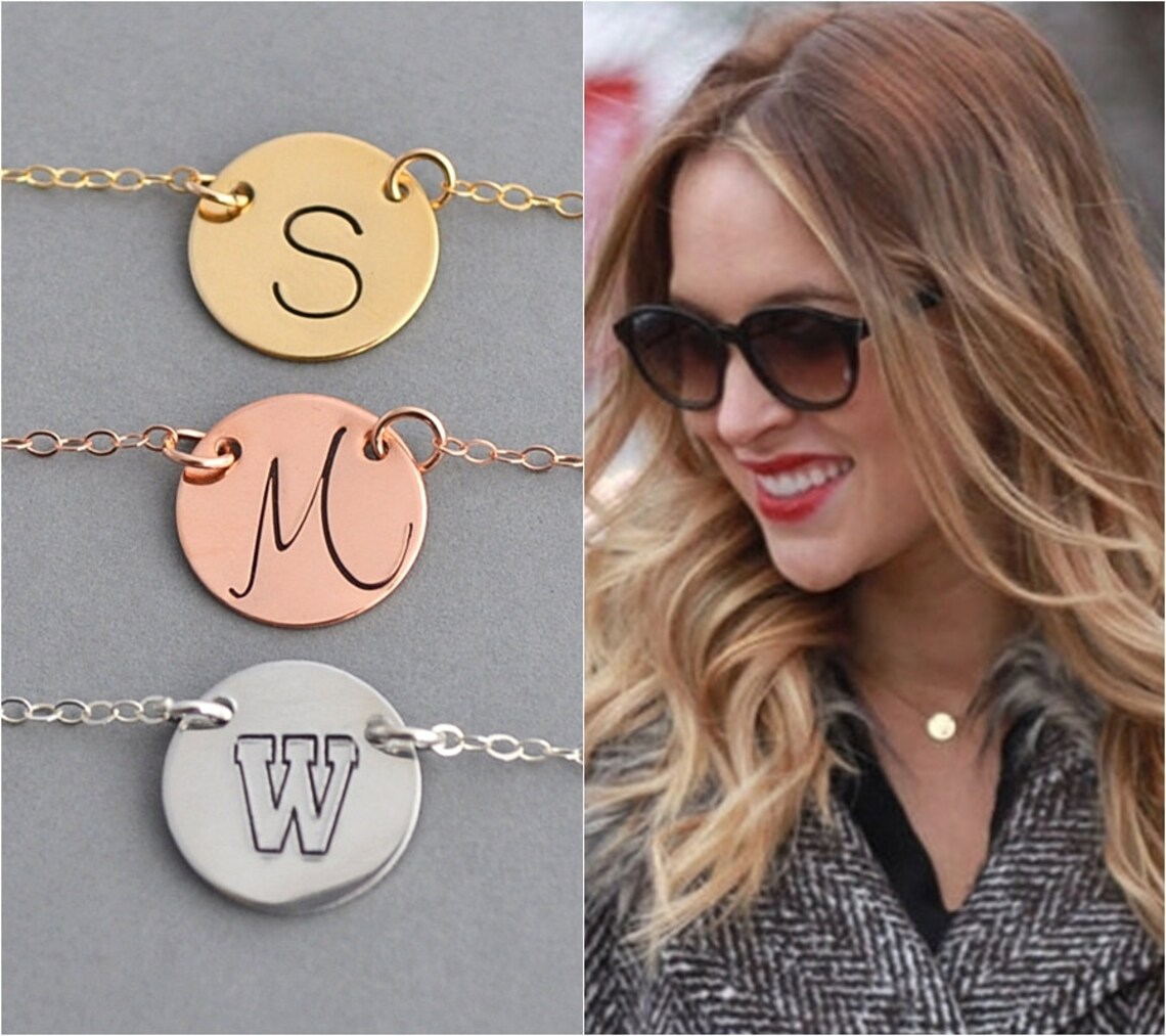 Disc Necklace / Personalized Necklace / Initial Necklace / Etsy