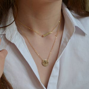 Monogram Disc Necklace, Personalized Disc Necklace, Initial Disc Gold, Rose Gold, Sterling Silver, Name Disc Necklace, Monogram Pendant image 6