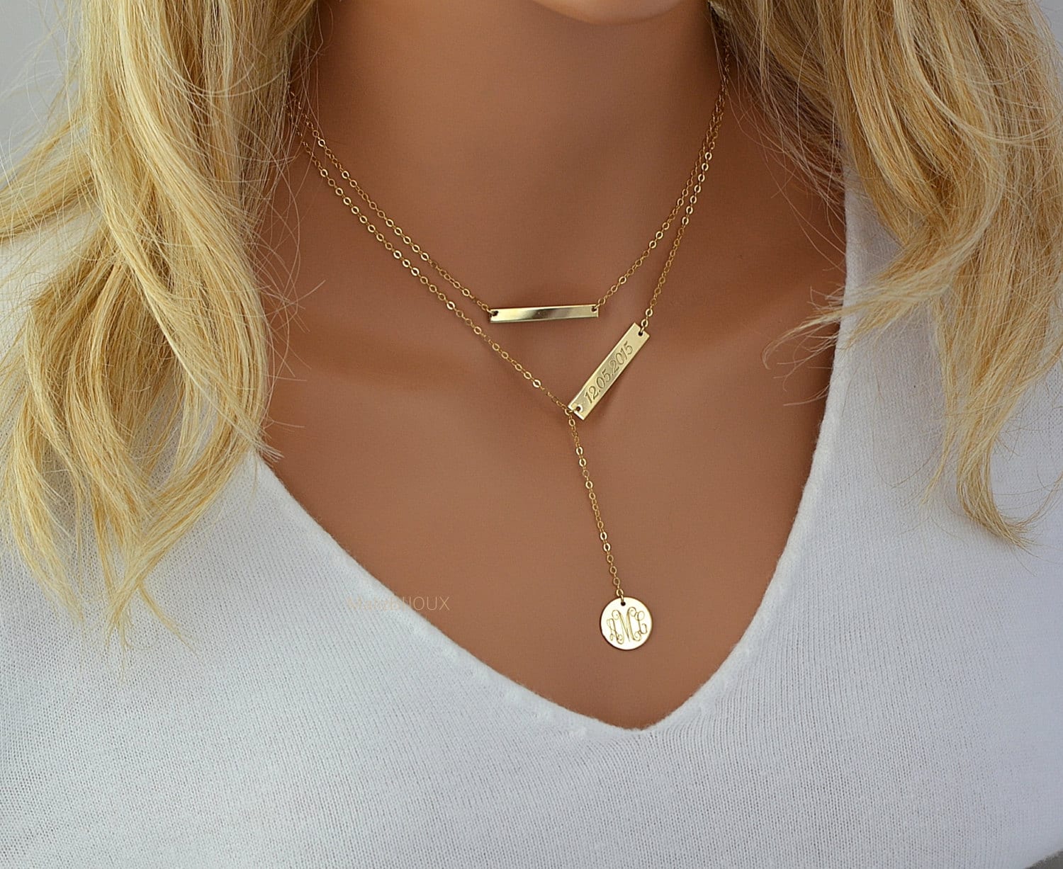 Layered Monogram Necklace Outlet, 50 