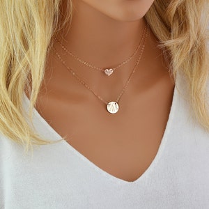 Tiny Heart Necklace, Chain Choker Necklace, Personalized Gold Heart Necklace, Initial Heart, Initial Choker Necklace image 4