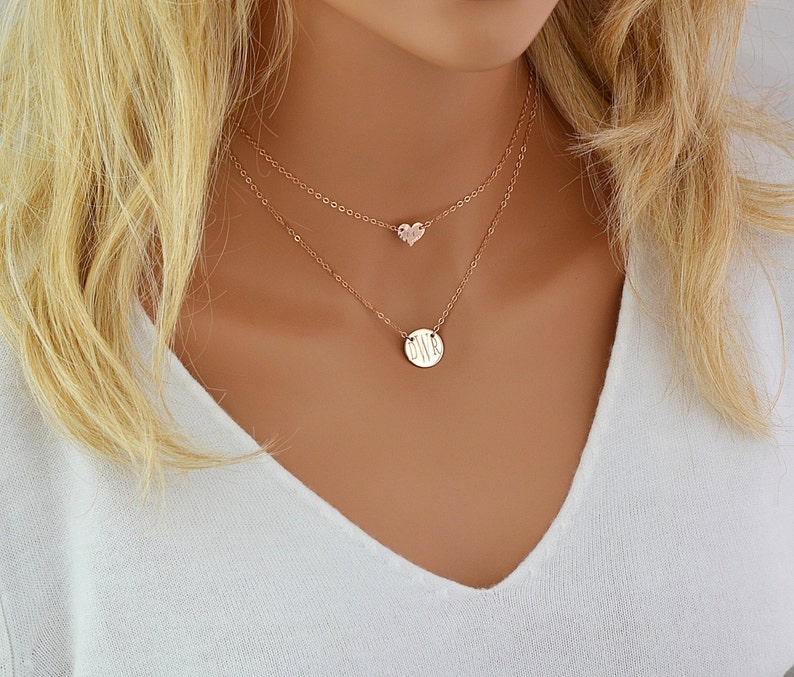 Tiny Heart Necklace, Chain Choker Necklace, Personalized Gold Heart Necklace, Initial Heart, Initial Choker Necklace image 4