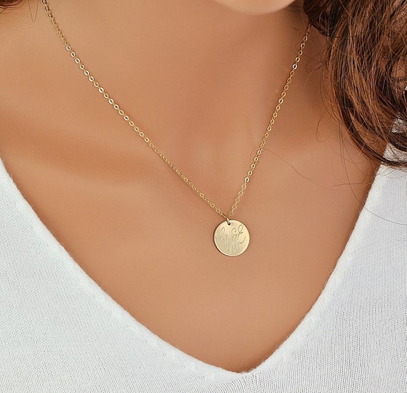 Gold disk cheap necklace personalized