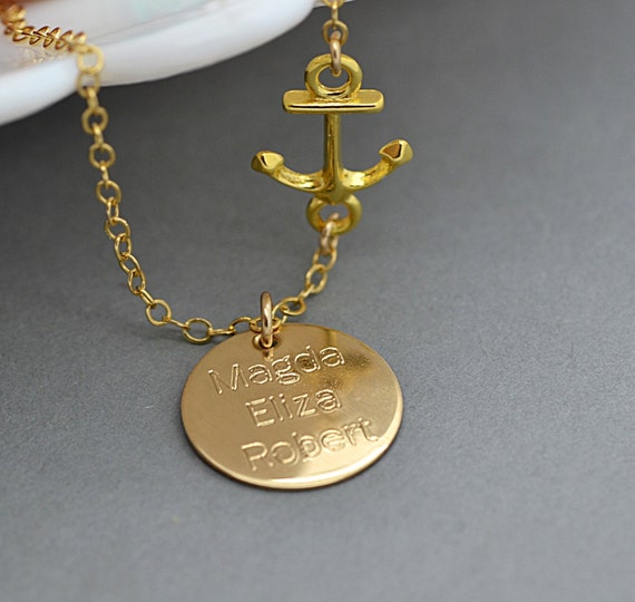 Personalized Anchor Necklace Anchor Necklace With Initial Etsy