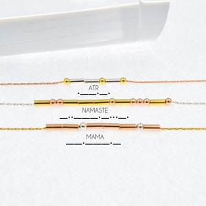 Morse Code Necklace Custom Rose Gold Personalized Necklace Gold Name Necklace Morce Cose Jewelry Hidden Message Necklace image 2