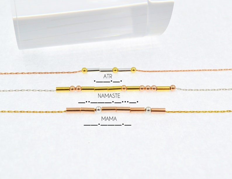 Morse Code Necklace Custom Rose Gold Personalized Necklace Gold Name Necklace Morce Cose Jewelry Hidden Message Necklace image 2