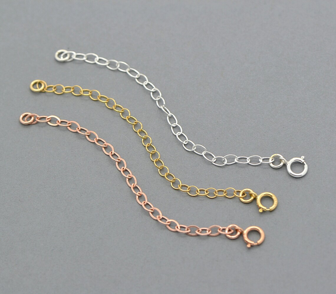 Extender Chain Gold Rose Gold Sterling Silver Extension Etsy Ireland