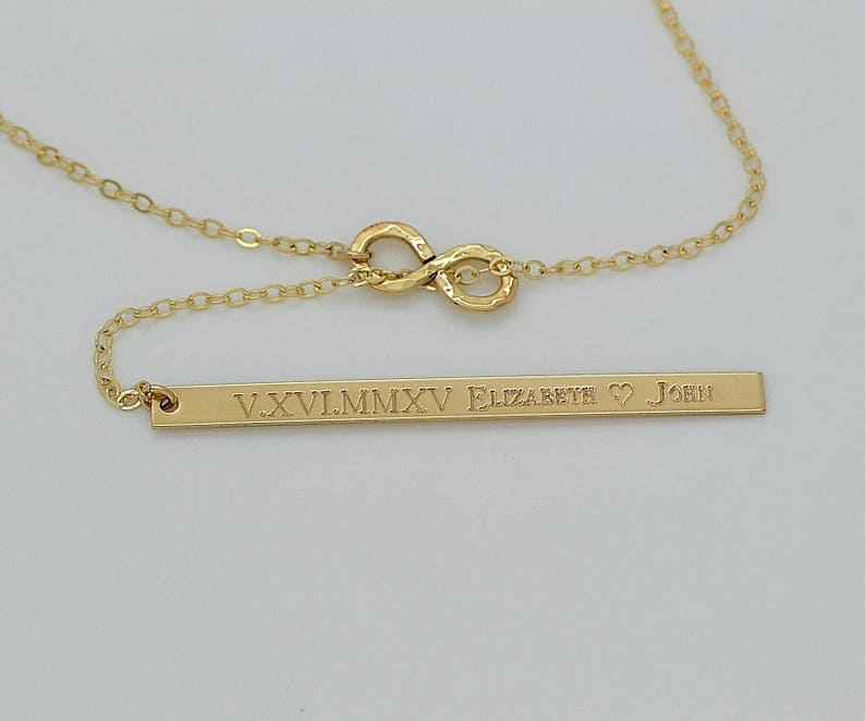 Gold Y Necklace, Personalized Lariat Necklace, Infinity Necklace, Bar Drop Necklace, Gold Necklace, Gift For Her, Personalized Necklace Gold image 6