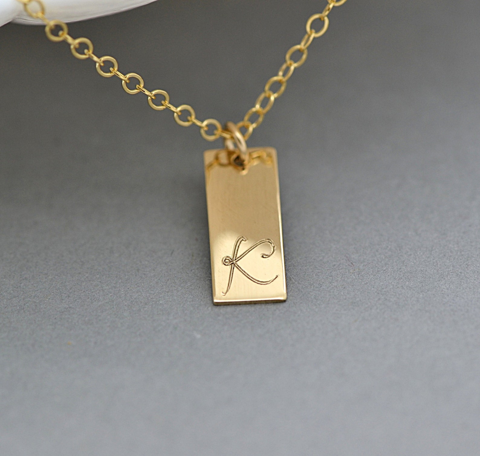 Tag Necklace Personalized Necklace Gold or Silver Delicate Etsy