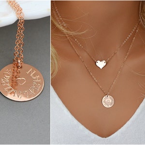Custom Coordinates Necklace / Coordinates Gift / GPS Coordinates / Custom Coordinates Jewelry / Rose Gold Disc Necklace / Personalized Disc