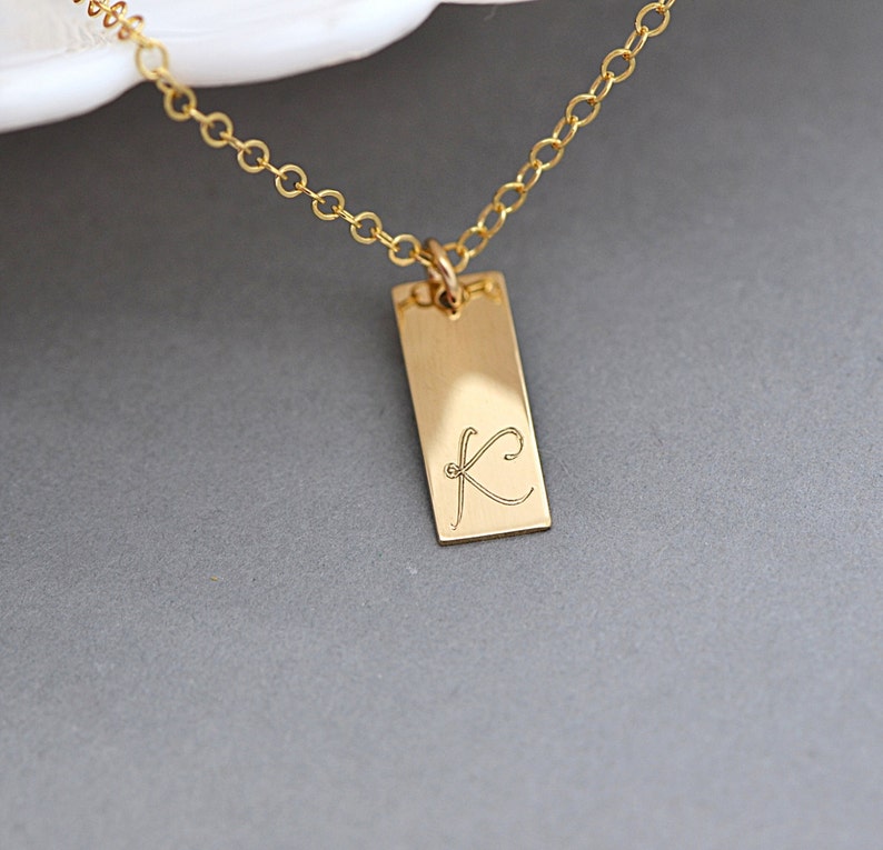 Layered Necklace Personalized Engraved Necklace Tag Charm Etsy