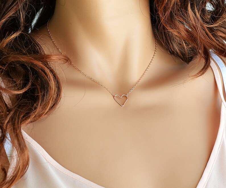 Gold Choker Necklace Heart Choker Necklace Delicate Heart Etsy