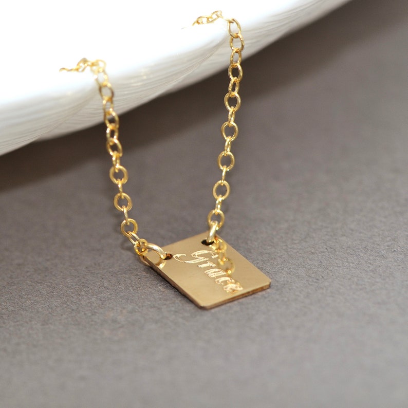Personalized Tag Necklace Gold Necklace Custom Name Etsy