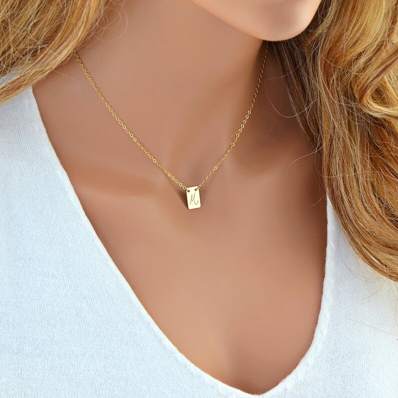 Personalized Tag Necklace Gold Necklace Custom Name Etsy