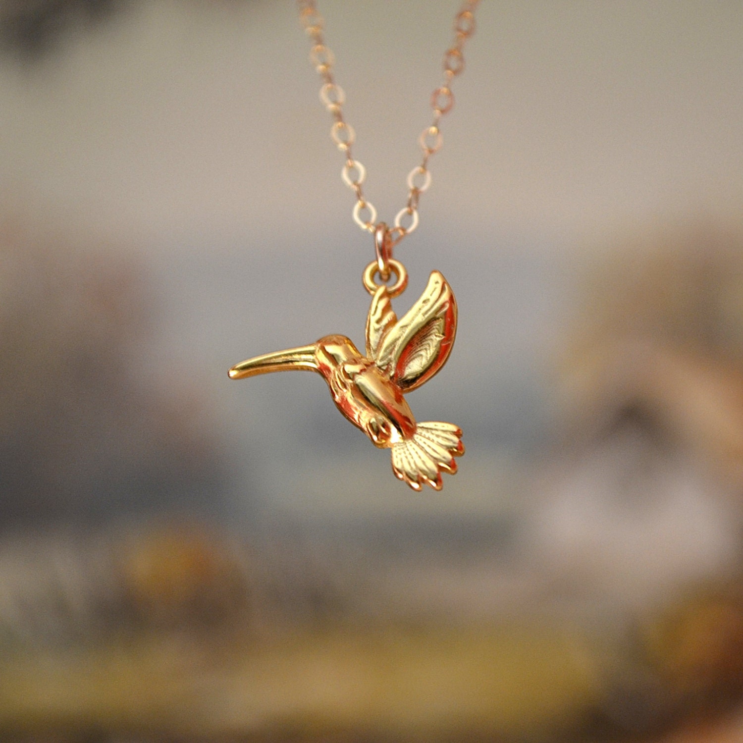 Gold or Silver Hummingbird Necklace24k Gold Bird necklace Etsy
