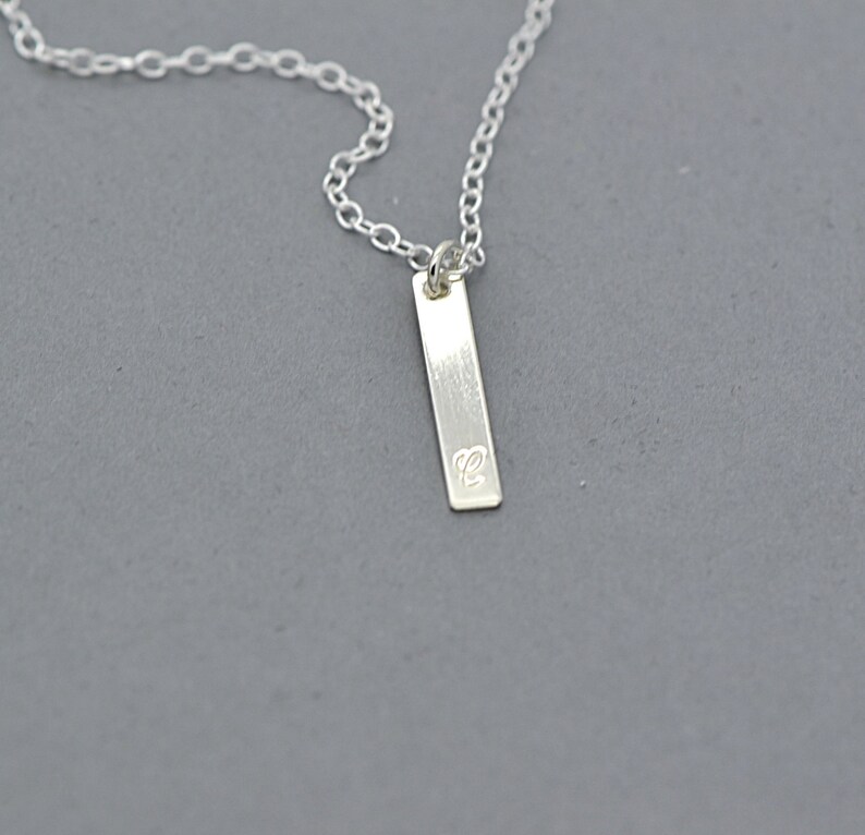 Personalized Small Tag Necklace Minimal Necklace Tiny Bar Etsy