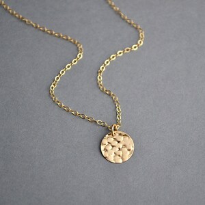 Hammered Disc Necklace, 14k Gold Filled Necklace, Gold Hammered Disc, Simple Everyday Jewelry, Dainty Necklace image 4