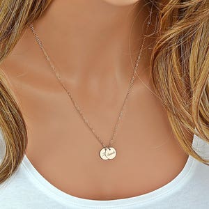 Name Necklace Gold, Gold Disc Necklace, Disc Necklace with Names, Delicate Disc Necklace, Engraved Disc, Personalized Disc, Gold Necklace image 2