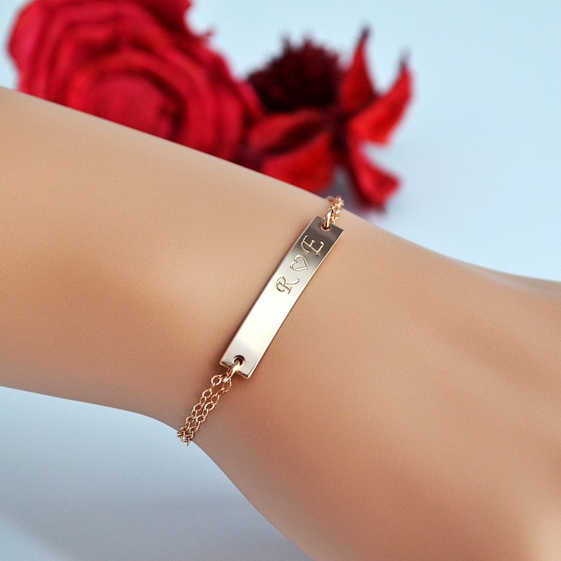 Rose Gold Bar Bracelet Personalized Bar Bracelet Custom Etsy Ireland
