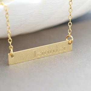 Gold Bar Necklace, Nameplate Necklace, Kardashian Necklace, Name Necklace, Personalized, Initial, Silver Bar Necklace, Celebrity Inspired image 7