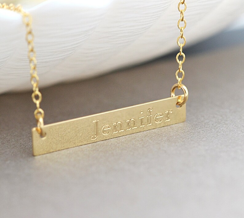 Gold Bar Necklace, Nameplate Necklace, Kardashian Necklace, Name Necklace, Personalized, Initial, Silver Bar Necklace, Celebrity Inspired image 7