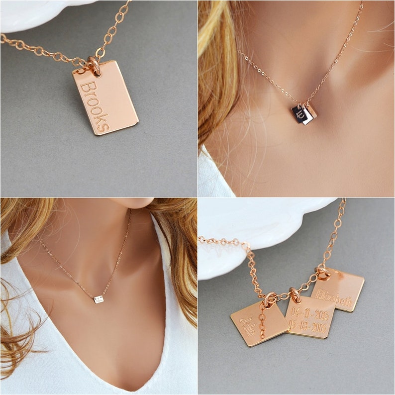 Additional Initial Charm / Additional Initial Tag / Add a sterling Silver, 14k Gold Filled or Rose Gold Filled Initial Pendant Square image 6