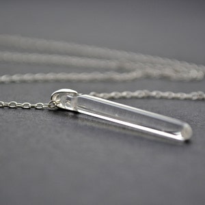 Crystal Quartz Necklace, Sterling Silver Necklace, Long Silver Necklace, Clear Icicle Crystal Necklace image 1