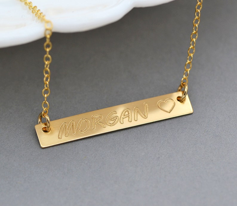 Gold Bar Necklace, Nameplate Necklace, Kardashian Necklace, Name Necklace, Personalized, Initial, Silver Bar Necklace, Celebrity Inspired image 6