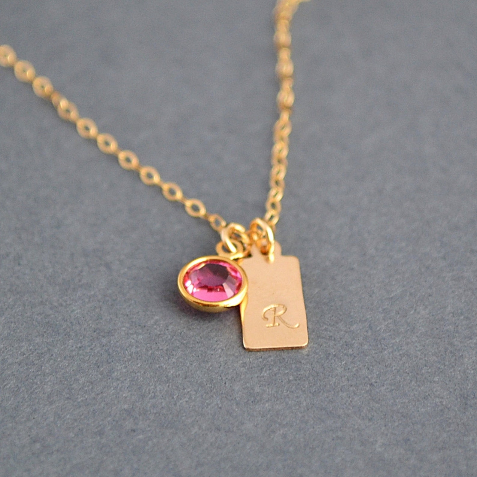 Gold Tag Necklace Personalized Tag Necklace with Swarovski Etsy
