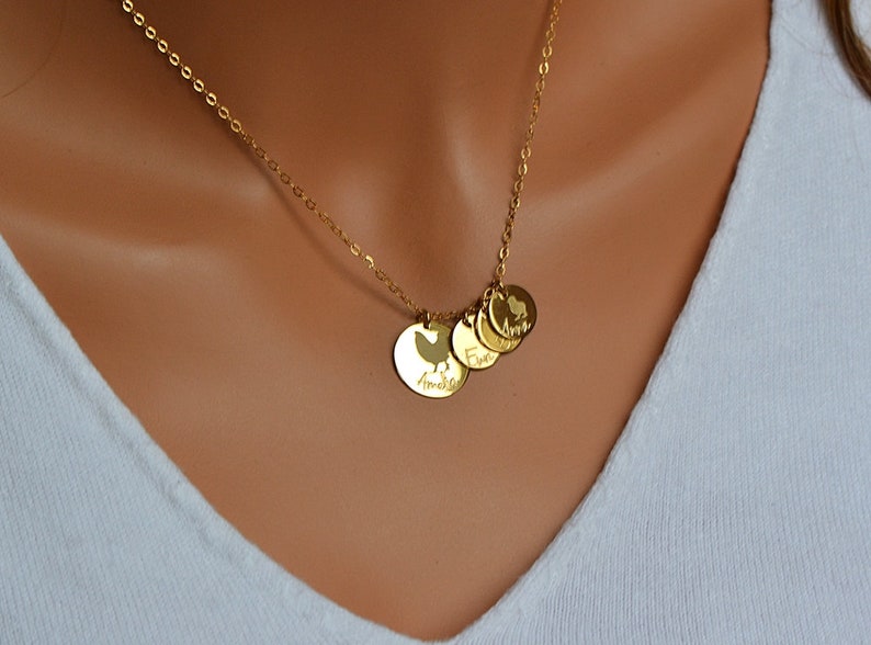 Mama Hen Necklace, Mother's Day Necklace, Baby Chick, Mother Hen and Chick's, Kids Name, Gift For Mom, Mama Chicken Necklace image 6