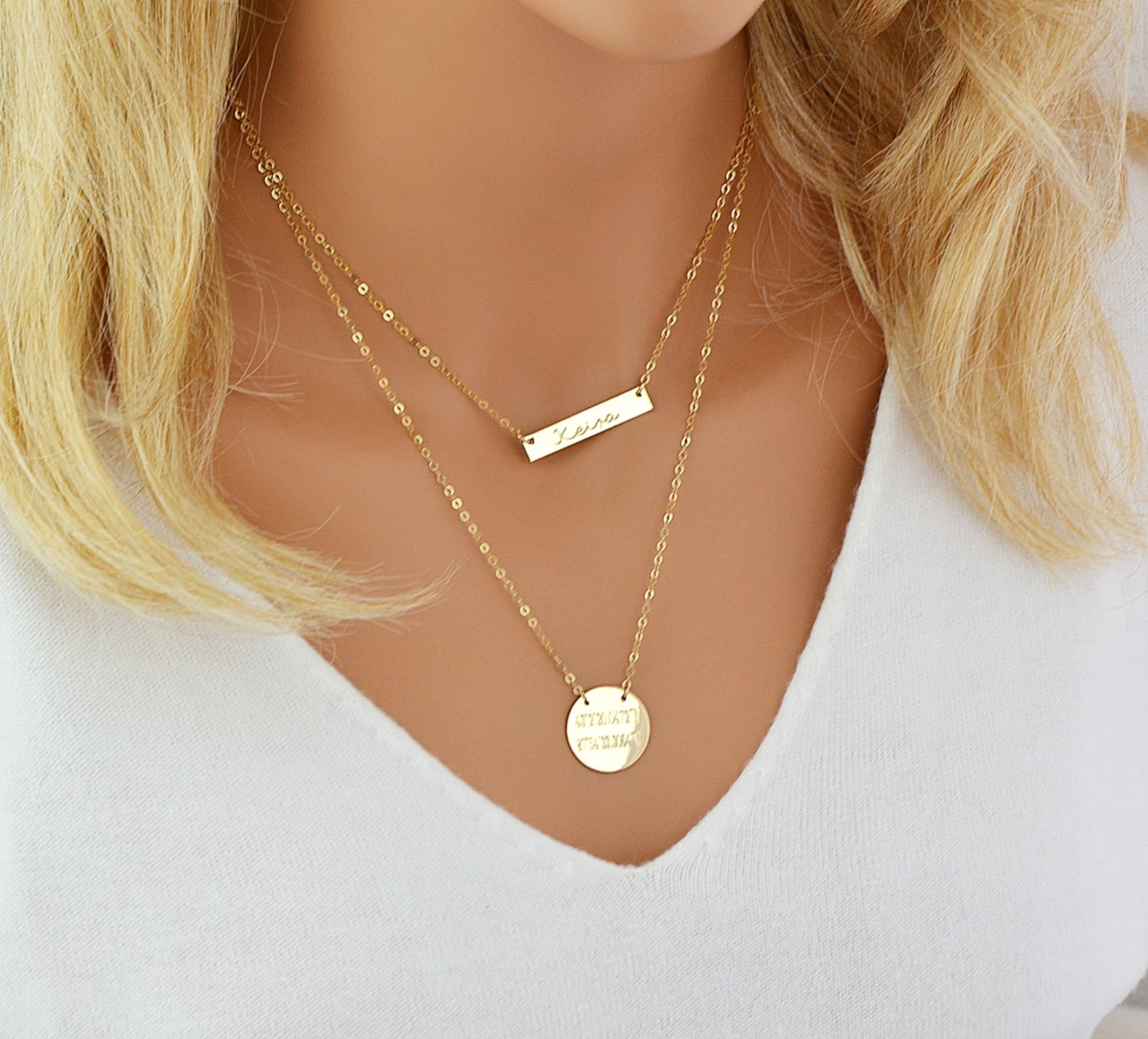 Gold Name Necklace Bar Personalized Name Necklace Layering Etsy