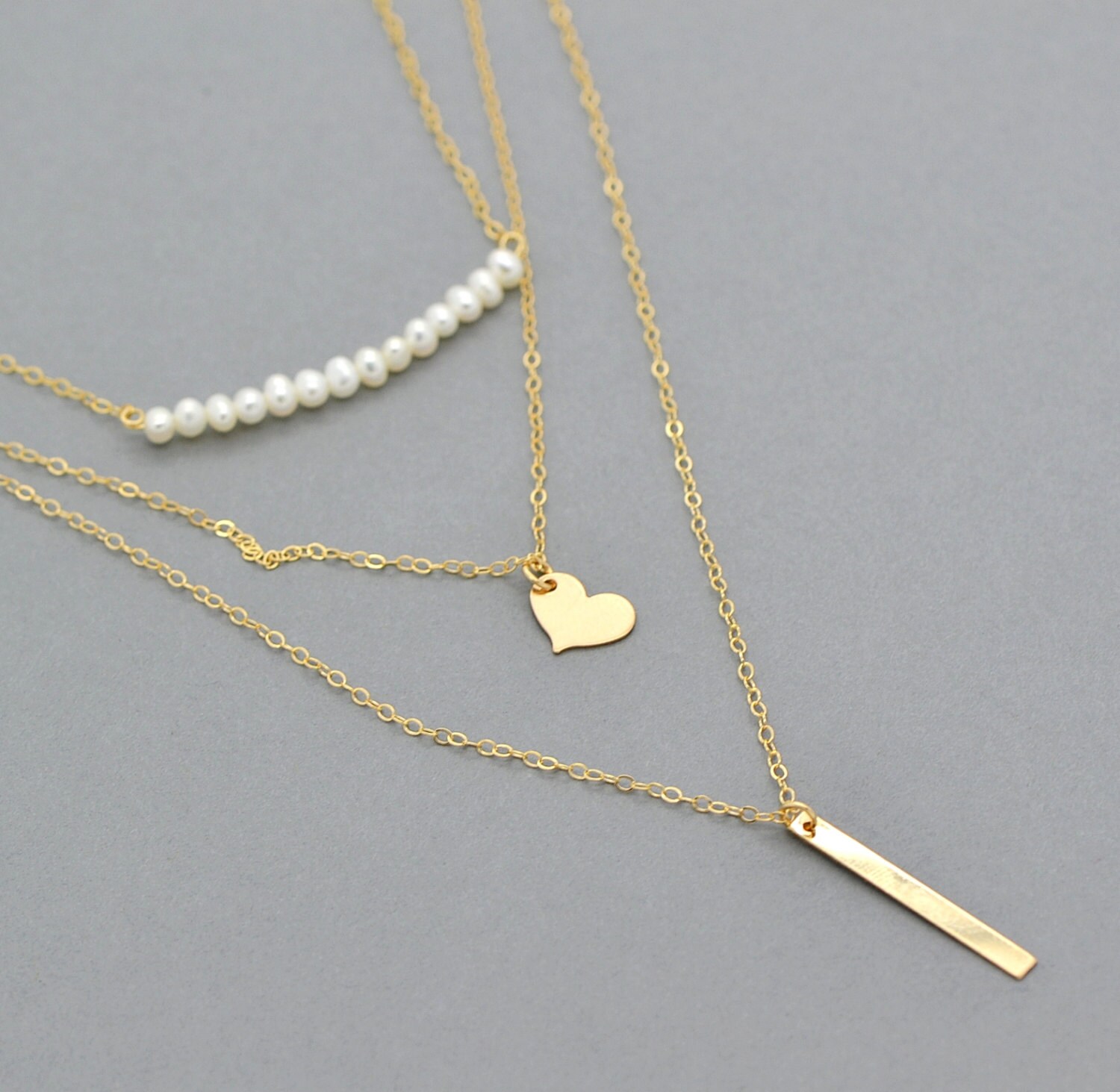 Layered Necklace Set Delicate Gold Layer Necklace Set of 3 Etsy