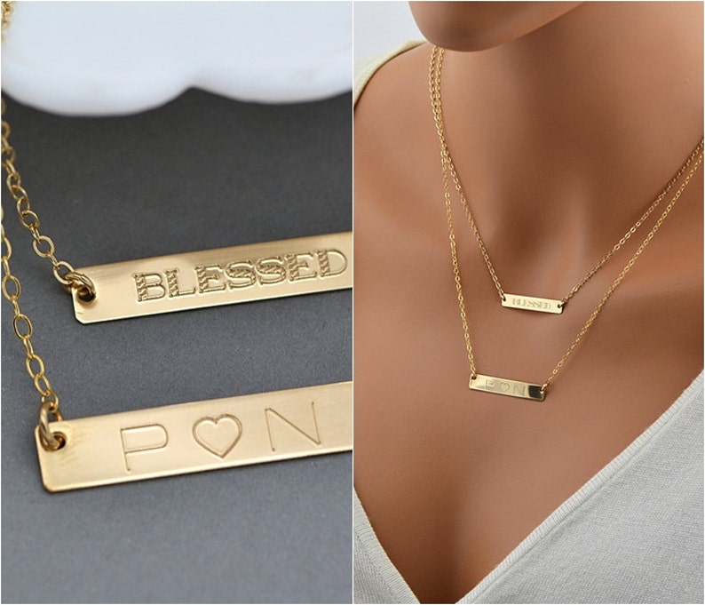 BAR NECKLACE Personalized Necklace Layered Bar Necklace Etsy