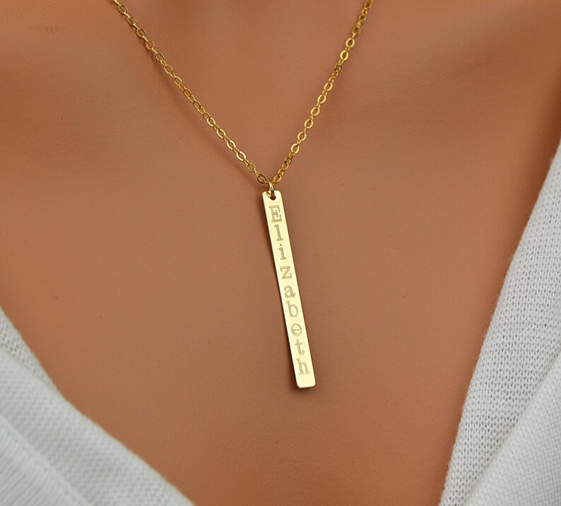 Personalized Necklace / Bar Drop Necklace / Name Necklace / Etsy