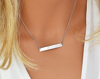 Engraved Silver Bar Chain Necklace — Artists for Joy
