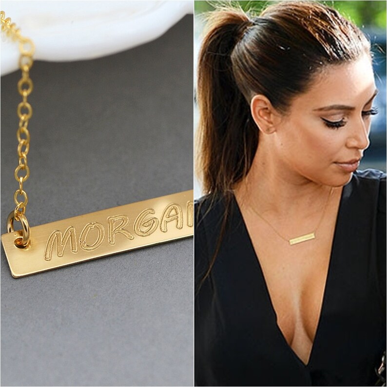 Name Necklace Bar Necklace Engraved Personalized Necklace Etsy